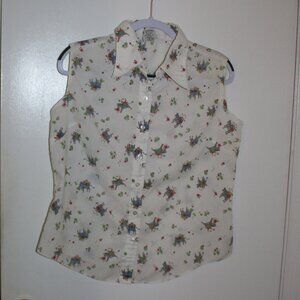 Vintage Women's Sleeveless Shirt - Donkey with flowers motif